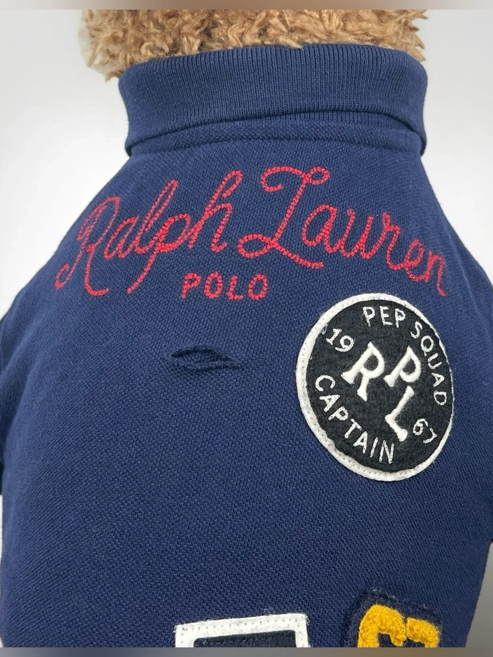 Polo Ralph Lauren Blue Short Sleeved Pique Patch Polo Shirt For Dogs Size M